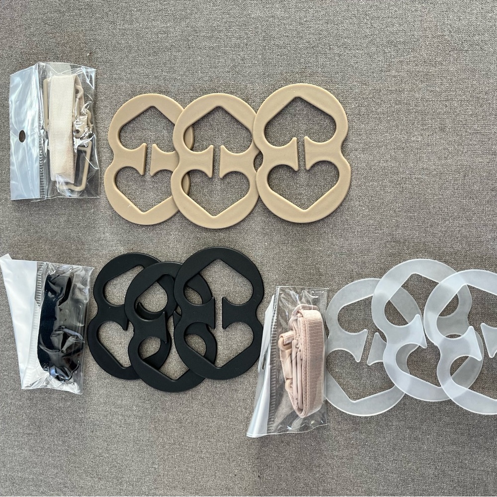 Lot of 9 Bra Strap Clips, with straps (3), NWOT